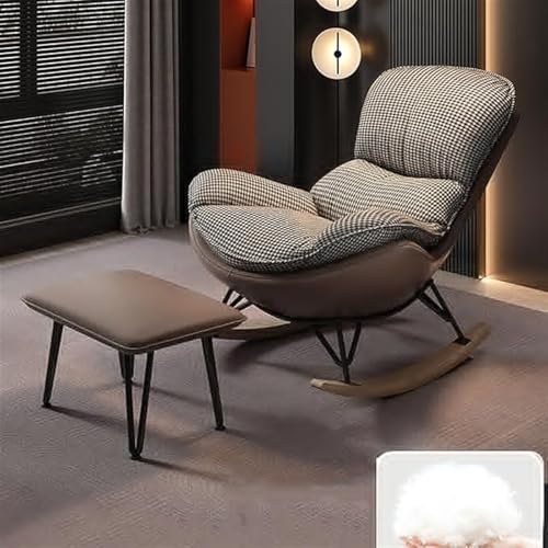 KHLMSRXJ Moderner übergroßer Schaukelstuhl mit Ottomane für Wohnzimmer, Schlafzimmer, Terrasse - Braun A von KHLMSRXJ