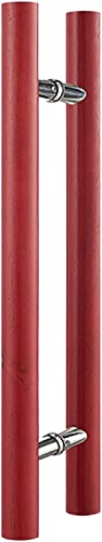 KHLMSRXJ Push-Pull-Türgriff aus Holz für Glastüren im Innen- und Außenbereich, doppelseitiger Schiebetürgriff mit H-Rundstange/Rot/120 cm/4 Fuß von KHLMSRXJ