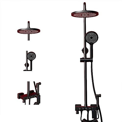 KHLMSRXJ Regendusch-Set, Regenduschkopf mit Handbrause, Badezimmer-Duscharmatur, Knopfmischung, Kupferkörper (Farbe: rund, Größe: C) (rund A) von KHLMSRXJ