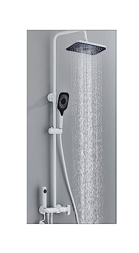 KHLMSRXJ Thermostat-Brausemischer-Set, Digitalanzeige, Bad-Duschset, weißes Klavier-Badezimmer-Dusch-Set, Regen-Badezimmer-Duscharmatur-Kopf, hochwertiges Messing-Klavierschlüssel (ka KHLMSRXJ Thermostat-Brausemischer-Set, Digitalanzeige, Bad-Duschset, weißes Klavier-Badezimmer-Dusch-Set, Regen-Badezimmer-Duscharmatur-Kopf, hochwertiges Messing-Klavierschlüssel (ka von KHLMSRXJ