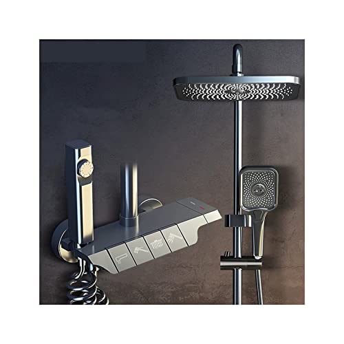 KHLMSRXJ Thermostat-Duscharmatur-Set, Grau, Digitalanzeige, Thermostat-Duscharmatur-Set, Messing, Regenfall-Badewannenarmatur für Badezimmer, Mischbatterie mit Ablage, Wasserkraft (1 Grau ( KHLMSRXJ Thermostat-Duscharmatur-Set, Grau, Digitalanzeige, Thermostat-Duscharmatur-Set, Messing, Regenfall-Badewannenarmatur für Badezimmer, Mischbatterie mit Ablage, Wasserkraft (1 Grau ( von KHLMSRXJ