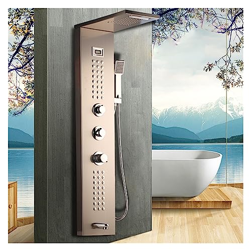 KHLMSRXJ Thermostat-Duschmischer-Set, Temperatur, Digitalanzeige, Duschpaneel, Körpermassage, Handtuch-Duschsäule, Badezimmer, Badewanne, Duschmischer (9019b 1) von KHLMSRXJ