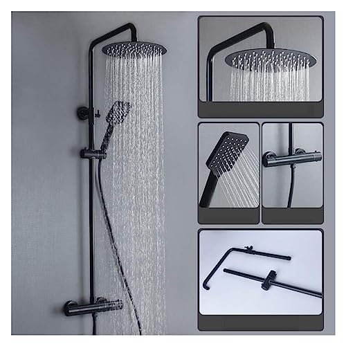 KHLMSRXJ Thermostatisches Duschmischer-Set, Badezimmer-Dusch, Kupferkörper, schwarzes Duschset mit Zwei Geschwindigkeiten, unter Druck stehende Handbrause mit DREI Funktionen (S1824b KHLMSRXJ Thermostatisches Duschmischer-Set, Badezimmer-Dusch, Kupferkörper, schwarzes Duschset mit Zwei Geschwindigkeiten, unter Druck stehende Handbrause mit DREI Funktionen (S1824b von KHLMSRXJ
