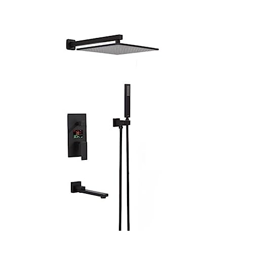 KHLMSRXJ Thermostatisches Duschmischer-Set, Mattschwarz/Chrom, digitales Duscharmaturen-Set, Wasserfall-Badezimmer-Duscharmatur, Duschkopf, 3-Wege-Digitalanzeige-Mischer (12 Schwarze Wand 1 KHLMSRXJ Thermostatisches Duschmischer-Set, Mattschwarz/Chrom, digitales Duscharmaturen-Set, Wasserfall-Badezimmer-Duscharmatur, Duschkopf, 3-Wege-Digitalanzeige-Mischer (12 Schwarze Wand 1 von KHLMSRXJ