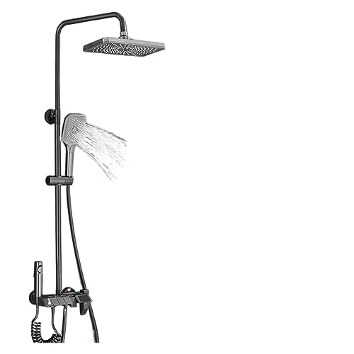 KHLMSRXJ Thermostatisches Duschmischer-Set, graues Klavier, digitales Duschset, intelligente Messing-Badezimmer-Duscharmaturen, Heiß-Kalt-Wasserfall-Wasserhahn, Regenfall, graues Duschsyste KHLMSRXJ Thermostatisches Duschmischer-Set, graues Klavier, digitales Duschset, intelligente Messing-Badezimmer-Duscharmaturen, Heiß-Kalt-Wasserfall-Wasserhahn, Regenfall, graues Duschsyste von KHLMSRXJ