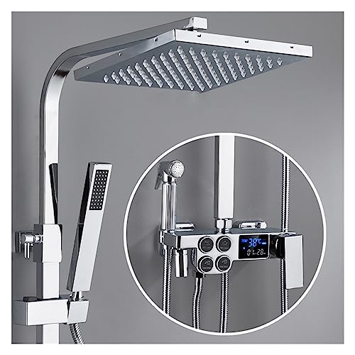 KHLMSRXJ Thermostatisches Duschmischer-Set, heiß und kalt, digitales Duschset, Wasserhahn, Badezimmer-Dusch, Schwarzgold, Duscharmatur, quadratischer Duschkopf, Bad-Dusch(0540d KHLMSRXJ Thermostatisches Duschmischer-Set, heiß und kalt, digitales Duschset, Wasserhahn, Badezimmer-Dusch, Schwarzgold, Duscharmatur, quadratischer Duschkopf, Bad-Dusch(0540d von KHLMSRXJ