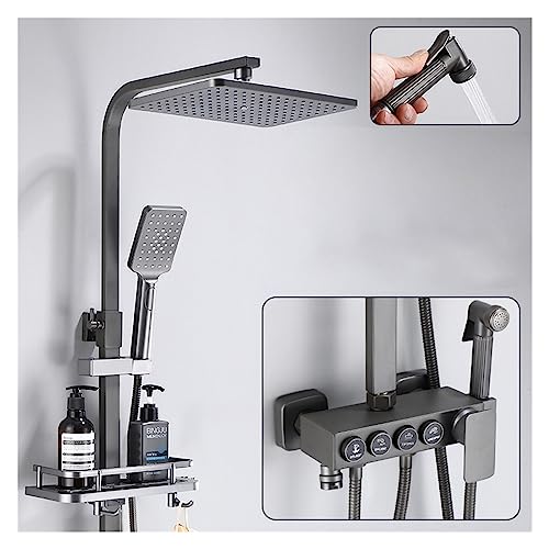 KHLMSRXJ Thermostatisches Duschmischer-Set, heiß und kalt, digitales Duschset, Wasserhahn, Badezimmer-Dusch, Schwarzgold, Duscharmatur, quadratischer Duschkopf, Bad-Dusch(505a1 KHLMSRXJ Thermostatisches Duschmischer-Set, heiß und kalt, digitales Duschset, Wasserhahn, Badezimmer-Dusch, Schwarzgold, Duscharmatur, quadratischer Duschkopf, Bad-Dusch(505a1 von KHLMSRXJ