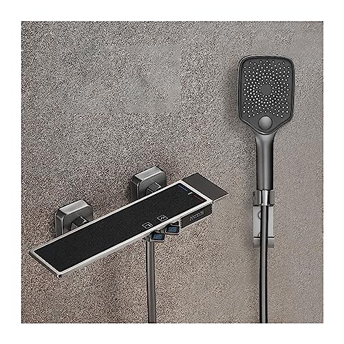 KHLMSRXJ Thermostatisches Duschmischer-Set, kleines Haushalts-Digitalanzeige-Duschset, Gunmetal Grey Split, einfache Dusche ohne Kopfbrause, Heim-Badezimmer (Blu 1) von KHLMSRXJ