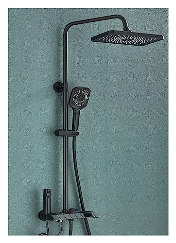 KHLMSRXJ Thermostatisches Duschmischer-Set, schwarzes Klavier, digitales Duschset, intelligente Messing-Badezimmerarmaturen, Heiß-Kalt-Wasserfall-Wasserhahn, Regenfall, weißes Dusch( KHLMSRXJ Thermostatisches Duschmischer-Set, schwarzes Klavier, digitales Duschset, intelligente Messing-Badezimmerarmaturen, Heiß-Kalt-Wasserfall-Wasserhahn, Regenfall, weißes Dusch( von KHLMSRXJ