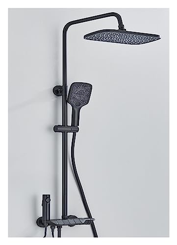 KHLMSRXJ Thermostatisches Duschmischer-Set, schwarzes Piano-Digital-Duschset, intelligente Messing-Badarmaturen, Heiß-Kalt-Wasserfall-Wasserhahn, Regenfall, weißes Dusch(Schwarz B 1) von KHLMSRXJ