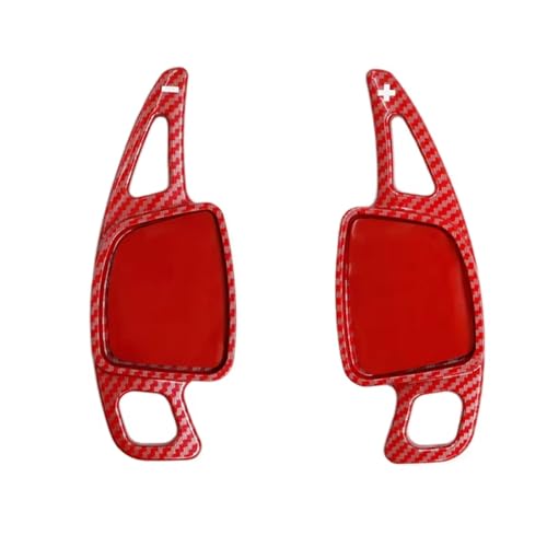 KHOFVSXWD Kompatibel mit A6 S6 A7 S7 A8 2019 2020 2021 Lenkradschalthebelverlängerungsabdeckungen Auto Lenkrad Schalthebel Verlängerung Schaltpaddel (Carbon-Optik rot) von KHOFVSXWD