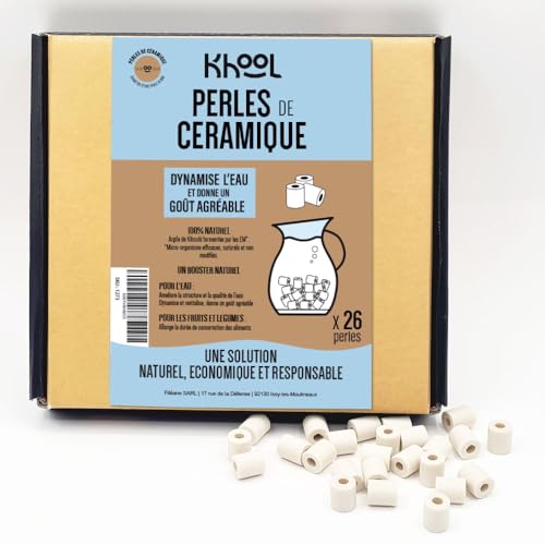 KHOOL | 25+1 EM-Keramikperlen Natur | Wasserhahn Wasserfilter & Filterkaraffe | Verbessert den Wassergeschmack | Anti-Kalk | Für Waschmaschine, Spülmaschine | 10mm von KHOOL