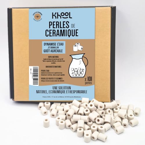 KHOOL BAMBOO | 100 + 1 Keramikperlen 100% Natur | Auf Basis EM* Effektiver Mikroorganismus | Durchmesser einer Perle 10 mm | Belebt das Wasser und sorgt für einen angenehmen Geschmack ohne Rückstände von KHOOL
