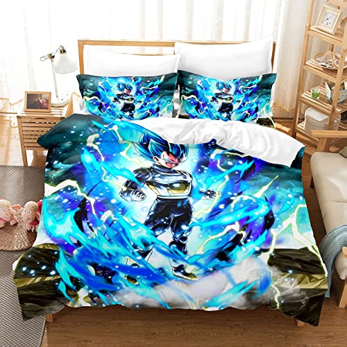 KHOZU Anime Ball Bettwäsche-Sets,Super Anime Dragon Mikrofaser Bettbezug Mit Kissenbezug,mit Reißverschluss,100% Polyester, Geschenk-Bettbezug (A01,135 x 200 cm) von KHOZU