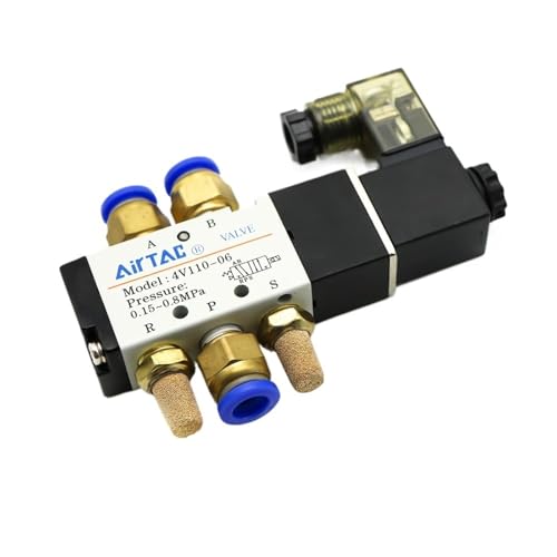 1 STÜCKE 4V110-06 1/8 Zoll Pneumatisches Magnetventil 5-Wege-Anschluss 2 Position Gas-Luft-Elektromagnetventile DC12V 24V 110 V220V Spulenspannung(Led W 10mm Fittings) von KHRKHHXLA