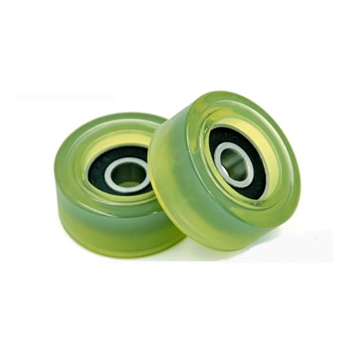 2 Stück 8 x 35 x 15 mm PU-beschichtete Rollen mit 608RS-Lagern PU60835-15, weiches Gummilager, Außendurchmesser 35 mm, Polyurethan-Leiserad-Riemenscheiben(Green) von KHRKHHXLA