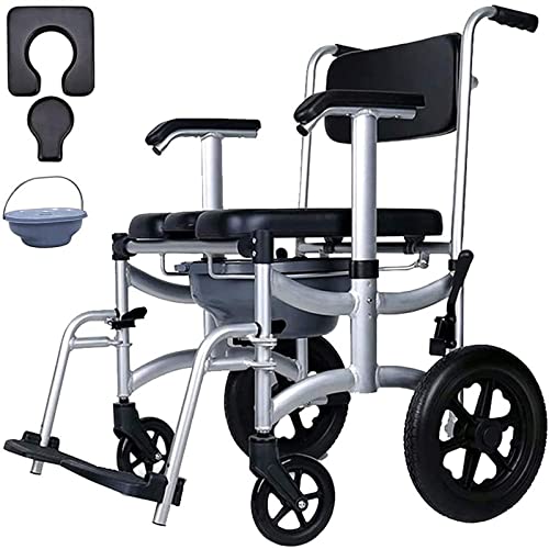 4 in 1 Stuhl Dusche Kommode Mobile Stuhl Kommode PU Weiche Rückenlehne/Dusche Rollstuhl Mobile Gepolsterte Toilettensitz Dusche, Bremsen, Abnehmbares Pedal, Verstellbare Armlehne 4 in 1 Stuhl Dusche Kommode Mobile Stuhl Kommode PU Weiche Rückenlehne/Dusche Rollstuhl Mobile Gepolsterte Toilettensitz Dusche, Bremsen, Abnehmbares Pedal, Verstellbare Armlehne von KHSASDDC