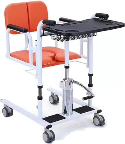 Hydraulic Patient Lift Transfer Chair for Home,Hydraulic Patient Lift Wheelchair for Home Portable Transfer Nursing Chair Lifter W/ 180° Split Seat & Cushion Bathroom Bedside Commode W/Potty(B) von KHSASDDC