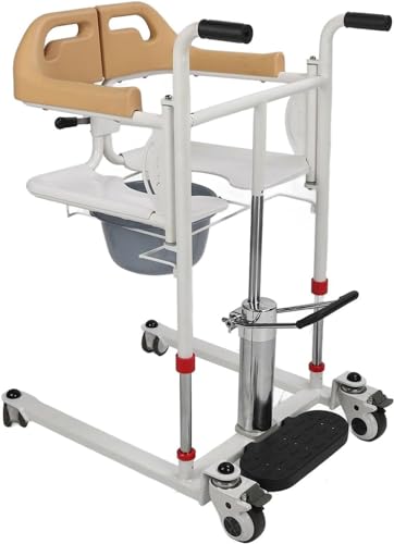 KHSASDDC Hydraulischer Patientenlift Transferrollstuhl für Zuhause mit 180° geteiltem Sitz, Töpfchen und Esstisch Tragbarer Behinderten-Transfer-Lifter Toilettenstuhl - höhenverstellbar von KHSASDDC