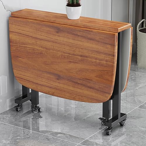 KHSASDDC Klappbarer Esstisch, Drop Leaf Küche Holz ausziehbarer Multifunktionstisch, mit 6 Rädern, faltbar in DREI Formen(100 * 60cm) von KHSASDDC