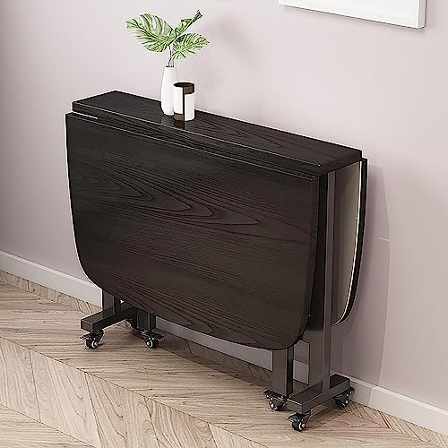KHSASDDC Klappbarer Esstisch, platzsparend Holz rechteckig Drop Leaf mit verstellbaren beweglichen Rädern Schmetterling runden Rand Design(B,120 * 70cm) von KHSASDDC