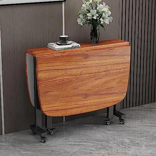 KHSASDDC Klappbarer Esstisch, platzsparend Holz rechteckig Drop Leaf mit verstellbaren beweglichen Rädern Schmetterling runden Rand Design(C,100 * 60cm) von KHSASDDC