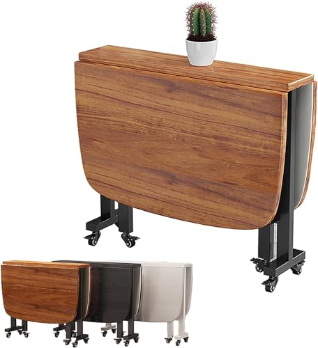 KHSASDDC Klappbarer Esstisch - Holz rechteckig Drop Leaf Butterfly Tisch, ausziehbar platzsparend mit beweglichen Rädern für kleine Räume(A,100 * 60cm) von KHSASDDC