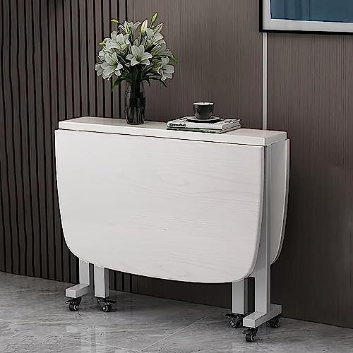 KHSASDDC Klappbarer Esstisch platzsparend Holz rechteckig Drop Leaf mit verstellbaren beweglichen Rädern Schmetterling runden Rand Design(A,100 * 60cm) von KHSASDDC