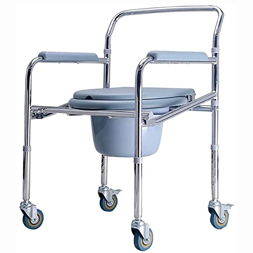 KHSASDDC Toilettenstuhl mit Rädern,Toilettenstuhlfahrbar,Klappbare Toilettenstuhl mit Rädern,Universalrad mit Bremse Höhenverstellbar Edelstahlhalterung Robust und Langlebig KHSASDDC Toilettenstuhl mit Rädern,Toilettenstuhlfahrbar,Klappbare Toilettenstuhl mit Rädern,Universalrad mit Bremse Höhenverstellbar Edelstahlhalterung Robust und Langlebig von KHSASDDC