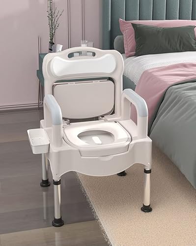 WC Toilettenstuhl, Nachttoilette, Toilettenstuhl, Kommode über der Toilette, Töpfchenstuhl für Erwachsene für Senioren, tragbare Toiletten für den Heimgebrauch, höhenverstellbar, bis zu 350 lbs(B) von KHSASDDC