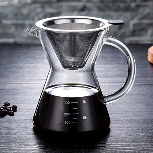 400 ml Gießen über Kaffeemaschine Drip Verdicken Glasbehälter Hand Percolators Edelstahl Kaffee Filter Hause Drinkwares (A) von KHTO