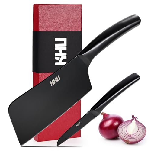 KHU 2er Messerset Kochmesser 6,5 Zoll Metzgermesser Fleischbeil Küchenmesser-Set Hackmesser Gemüsemesser mit ergonomischem Griff, Küchenutensilien Geschenkbox für Familie & Restaurant KHU 2er Messerset Kochmesser 6,5 Zoll Metzgermesser Fleischbeil Küchenmesser-Set Hackmesser Gemüsemesser mit ergonomischem Griff, Küchenutensilien Geschenkbox für Familie & Restaurant von KHU