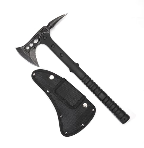 KHU Camping Axt Überlebensbeil Axt mit Scheide - Nylon Fiber Griff für Outdoor Jagd Wandern Garten Multitool mit Camping Ausrüstung (Schwarz - 02A) von KHU