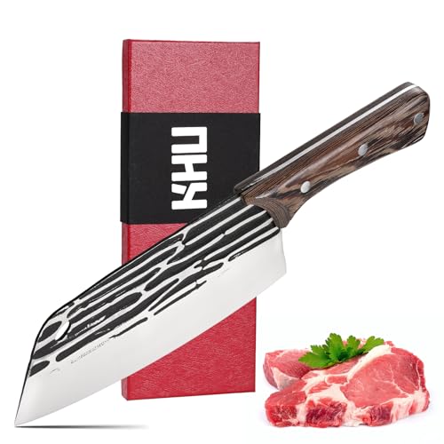 KHU Kochmesser 7,7 Zoll Metzgermesser Knochenhacker Fleischhackmesser Küchenmesser-Set Hackmesser mit ergonomischem Holzgriff, Küchenutensilien Geschenkbox für Familie & Restaurant KHU Kochmesser 7,7 Zoll Metzgermesser Knochenhacker Fleischhackmesser Küchenmesser-Set Hackmesser mit ergonomischem Holzgriff, Küchenutensilien Geschenkbox für Familie & Restaurant von KHU
