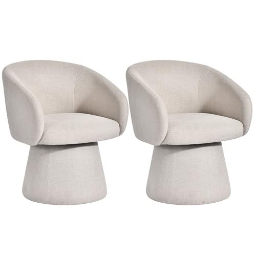 KHUKHU Drehbare Esszimmerstühle in Fassform, gepolstertes Kuschelsofa for das Wohnzimmer, bequemer 360°-Fasssessel aus Leinen for Schlafzimmer, Kinderzimmer, Lesezimmer(2 pcs) von KHUKHU