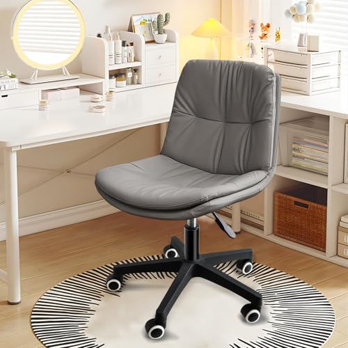 KHUKHU Home-Office-Stuhl, ergonomisches PU-Leder mit Einstellbarer Höhe, Lordosenstütze, Rollaufgabe for Büro, Studium und Gebrauch(Set of 1) von KHUKHU