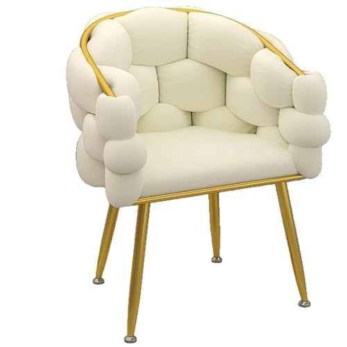 KHUKHU Schminkstuhl, moderner Beistellsessel, Schminkstuhl ohne Rollen, for Wohnzimmer/Ankleidezimmer/Schlafzimmer/Heimbüro/Küche(White) von KHUKHU