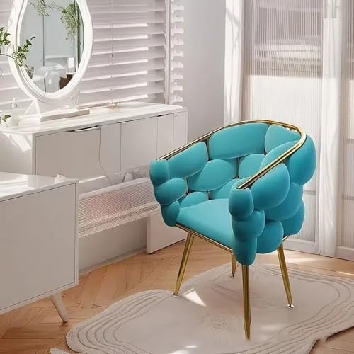 KHUKHU Vanity Ch-air, gepolsterter Akzentstuhl for das Wohnzimmer, Schminktisch for das Schlafzimmer, Home-Office-Schreibtisch mit Rückenlehne, Gäste-Lounge-Sofa im Mid-Century-Stil(Blue) von KHUKHU