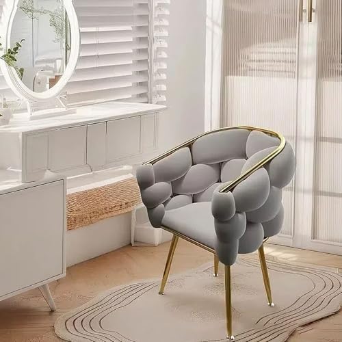 KHUKHU Vanity Ch-air, gepolsterter Akzentstuhl for das Wohnzimmer, Schminktisch for das Schlafzimmer, Home-Office-Schreibtisch mit Rückenlehne, Gäste-Lounge-Sofa im Mid-Century-Stil(Gray) von KHUKHU