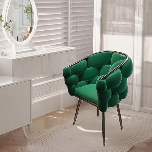 KHUKHU Vanity Ch-air, gepolsterter Akzentstuhl for das Wohnzimmer, Schminktisch for das Schlafzimmer, Home-Office-Schreibtisch mit Rückenlehne, Gäste-Lounge-Sofa im Mid-Century-Stil(Green) von KHUKHU