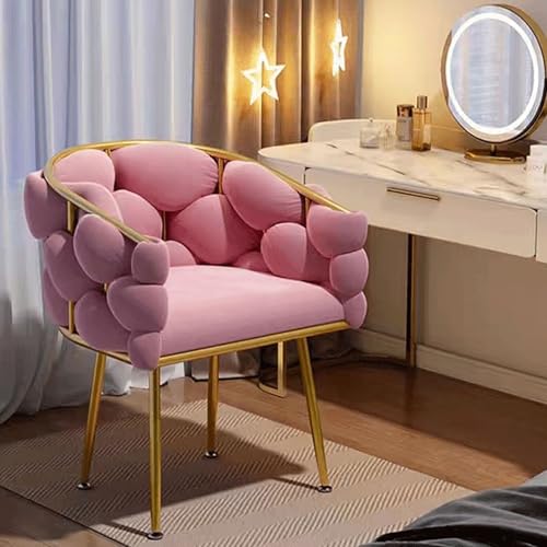 KHUKHU Vanity Ch-air, gepolsterter Akzentstuhl for das Wohnzimmer, Schminktisch for das Schlafzimmer, Home-Office-Schreibtisch mit Rückenlehne, Gäste-Lounge-Sofa im Mid-Century-Stil(Pink) von KHUKHU
