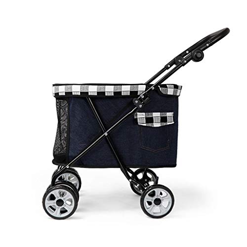 Hundebuggy for Kleine Hunde Prime Hundewagen Kinderwagen Buggy 360 ° Glattes Vorderrad, Easy Hund Katze Kinderwagen zu Falten, Armauflage 4-Gang-Adjustment (Color : Black) von KHUY