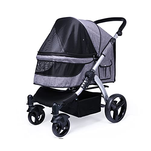 Hundewagen Buggy, Hundewagen für Große Hunde, Hundewagen Hundebuggy Buggy Hunde Katzen Atmungsaktives Oxford-Tuch, Haustier Buggy Aluminiumlegierung Laden 30 Kg (Color : Dark Gray) von KHUY