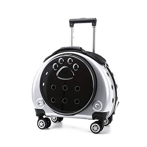 Katzen Transportboxen, Hundetrolley bis 10 Kg mit Premium-rädern um Katzen-reise-fördermaschine, Hunderucksack Kleine Hunde mit Vergrößerungs Rädern und Vent (Color : Silver) von KHUY