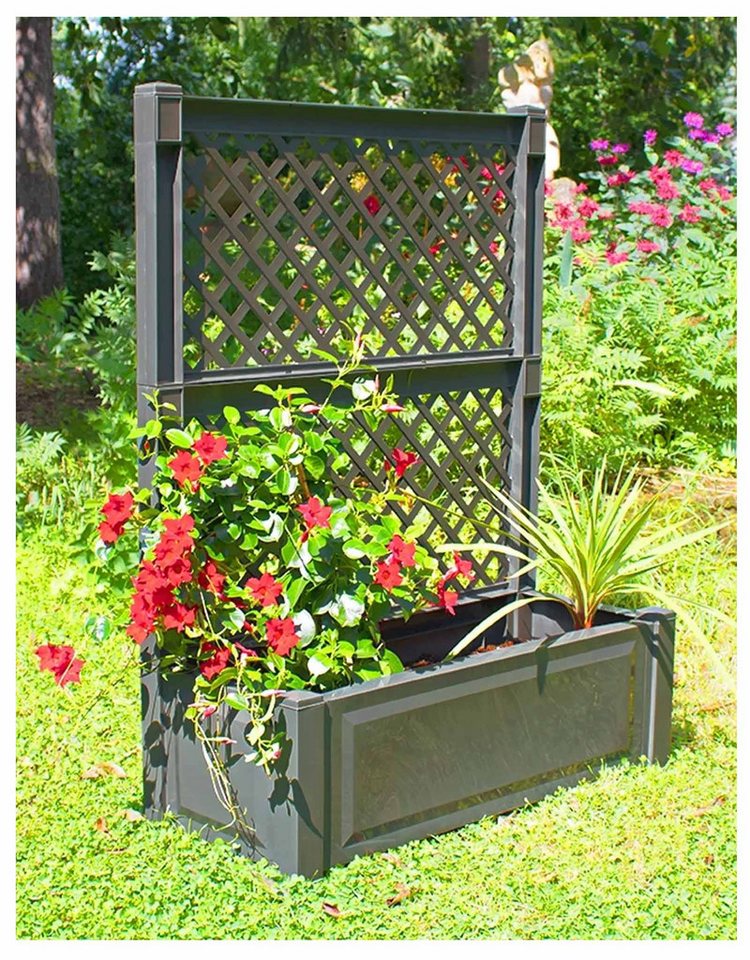 KHW Blumenkasten KHW Pflanzkasten mit Spalier Blumenkasten Kübel anthrazit L 100 cm/110 von KHW