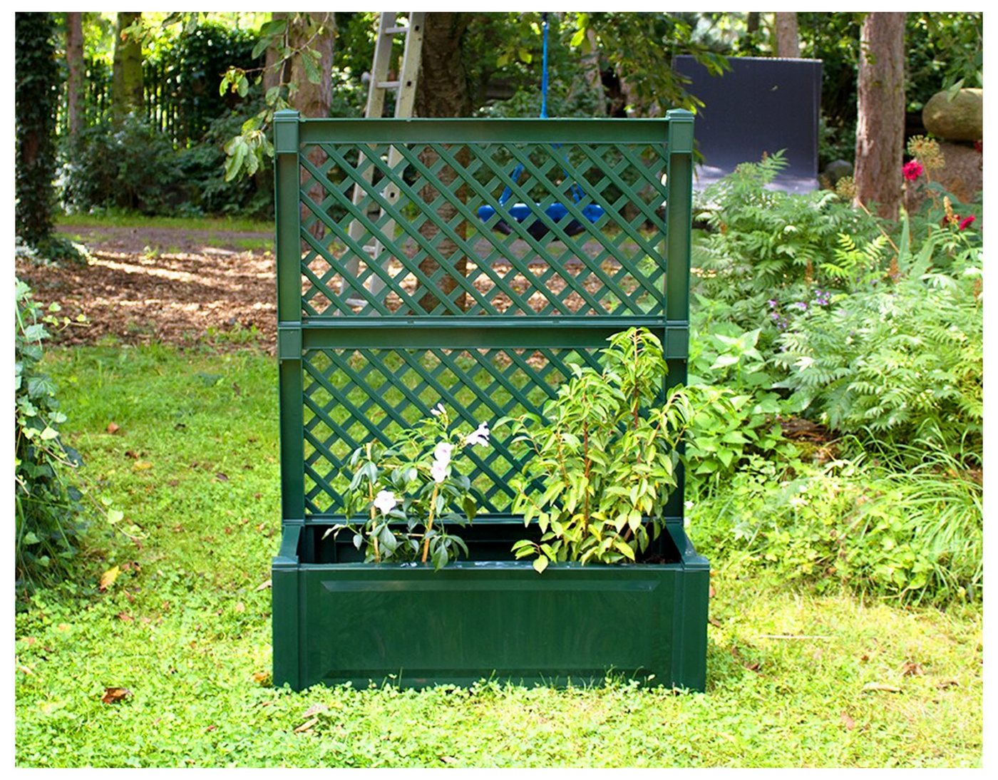 KHW Blumenkasten KHW Pflanzkasten mit Spalier Blumenkasten Kübel grün L 100 cm/110 von KHW