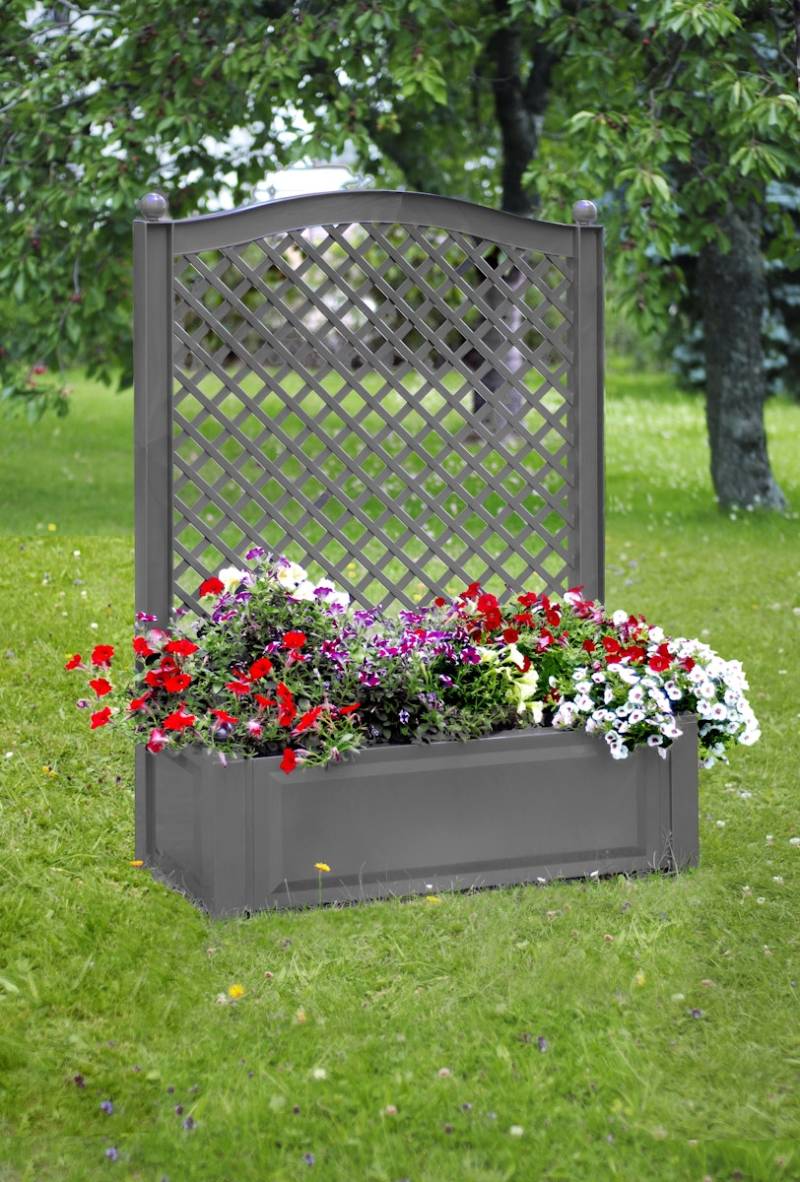 KHW Pflanzkasten groß mit Spalier 100 cm, grau von KHW