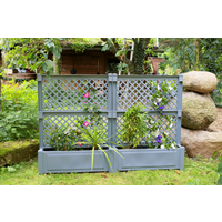 KHW Pflanzkasten groß mit Zentralspalier (2-tlg.) 100 cm grau - 2er Set von KHW