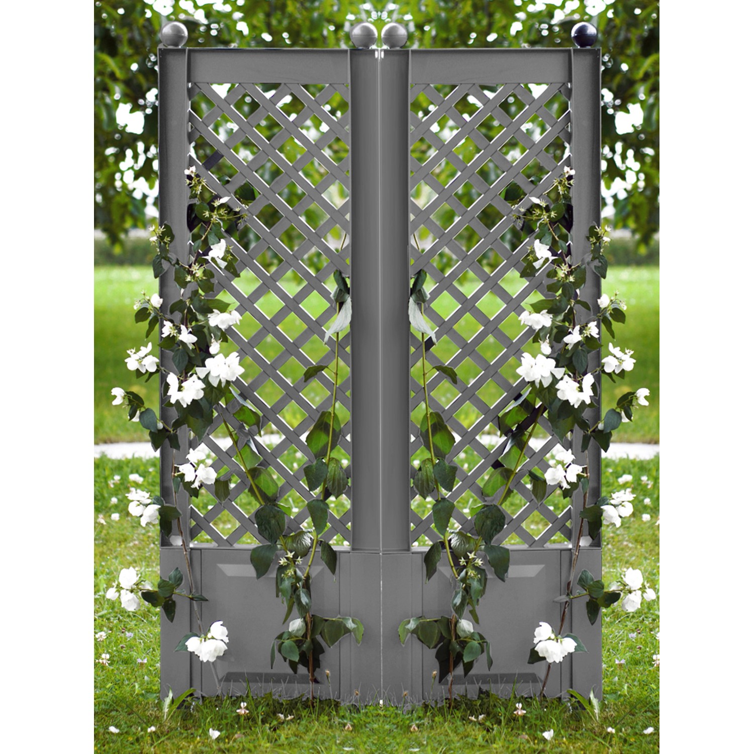 KHW Spalier mit Erdspieß 2er-Set 43 cm Grau von KHW