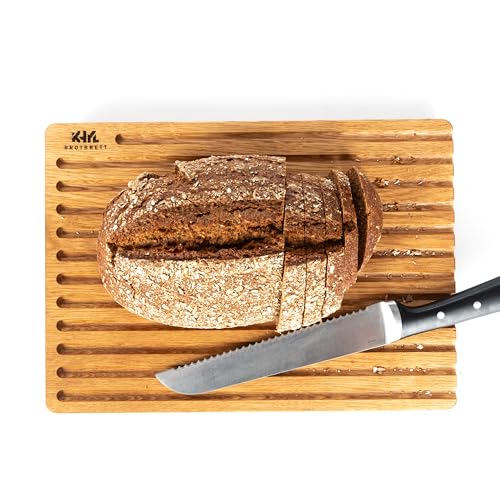 MADE IN GERMANY - KHYL Brotschneidebrett Eiche - 34x24x2,4 - Edelstahl Standfüße - Schneidebrett Holz - Massiv - Krümelfang MADE IN GERMANY - KHYL Brotschneidebrett Eiche - 34x24x2,4 - Edelstahl Standfüße - Schneidebrett Holz - Massiv - Krümelfang von KHYL